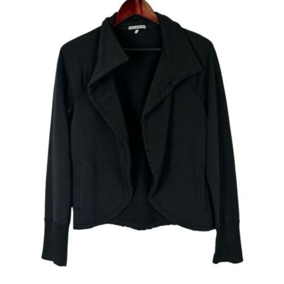 James Perse size 2 US M Woy2327 Faded Black Distressed Open Front Cotton Jacket - Picture 1 of 9